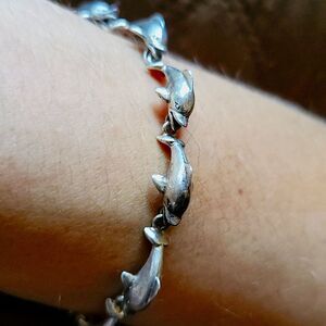Sterling Silver Bracelet - Chain of Dolphins !